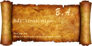 Bálinth Alex névjegykártya
