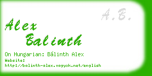 alex balinth business card